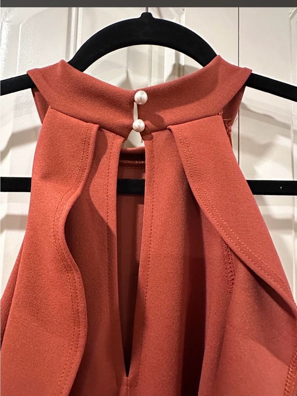 Pinkblush Rust Cold-Shoulder Ruffle Midi Dress - Picture 3 of 4